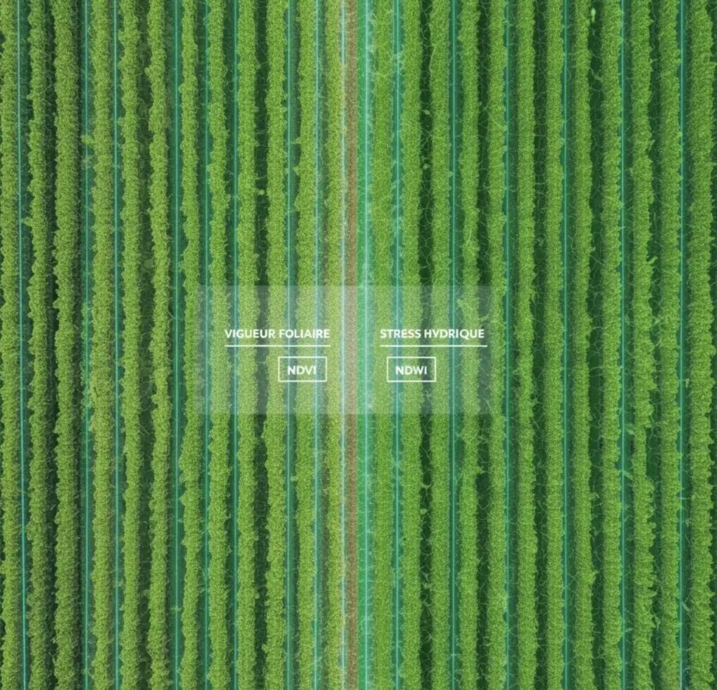 Analyse vigne par drone pour viticulture de précision - NDVI / NDWI